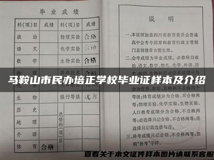 马鞍山市民办培正学校毕业证样本及介绍