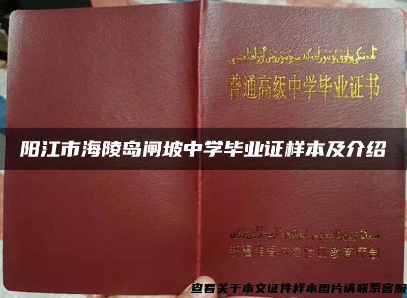 阳江市海陵岛闸坡中学毕业证样本及介绍