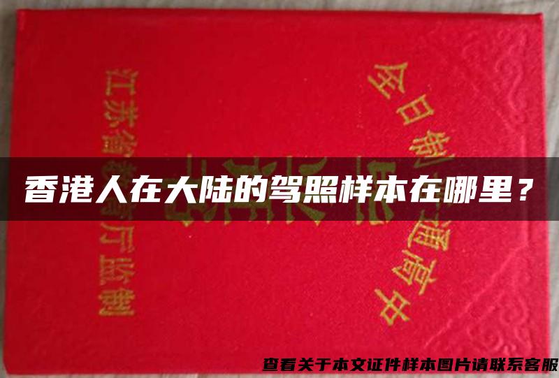 香港人在大陆的驾照样本在哪里？