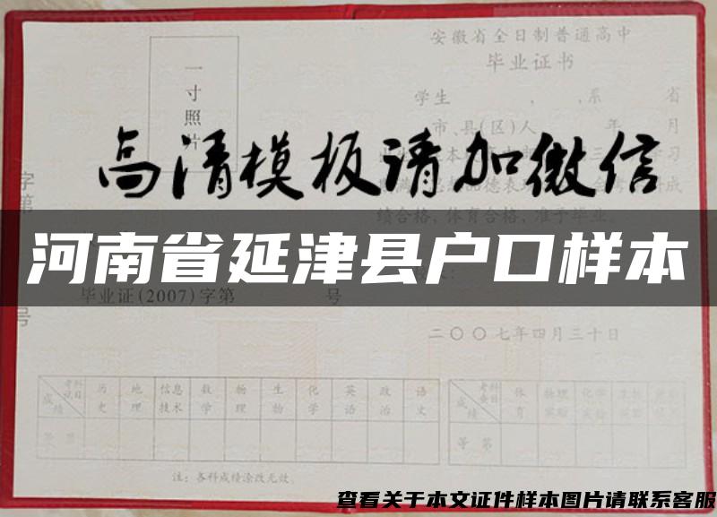 河南省延津县户口样本