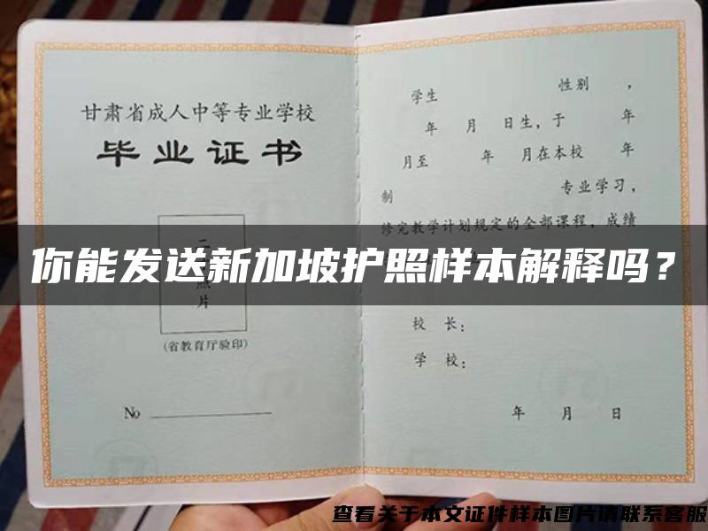 你能发送新加坡护照样本解释吗？