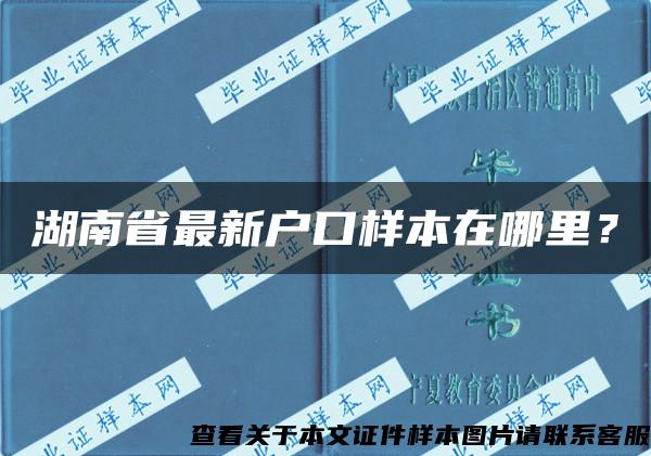 湖南省最新户口样本在哪里？