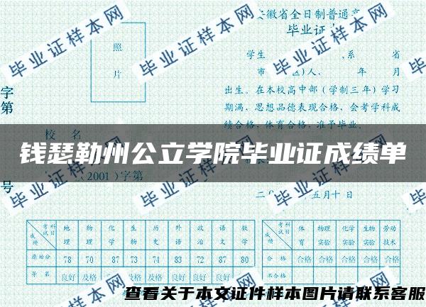 钱瑟勒州公立学院毕业证成绩单