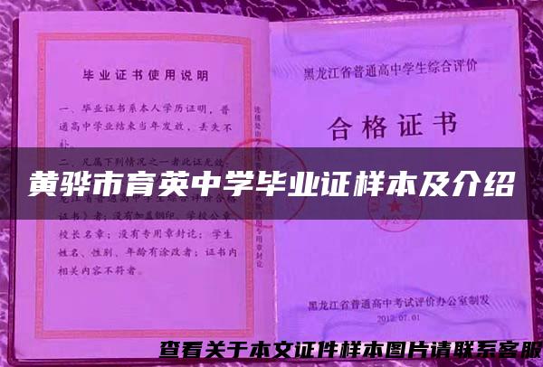 黄骅市育英中学毕业证样本及介绍