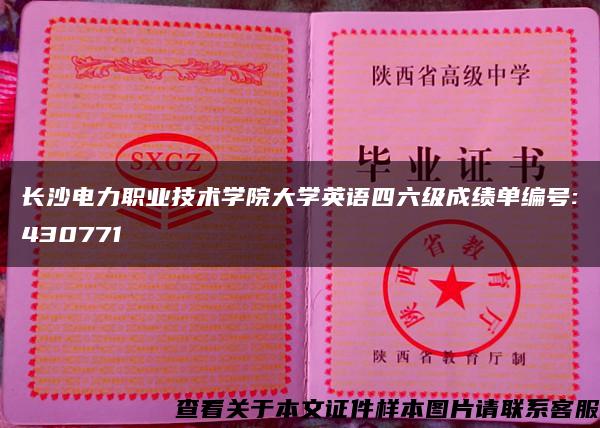 长沙电力职业技术学院大学英语四六级成绩单编号:430771