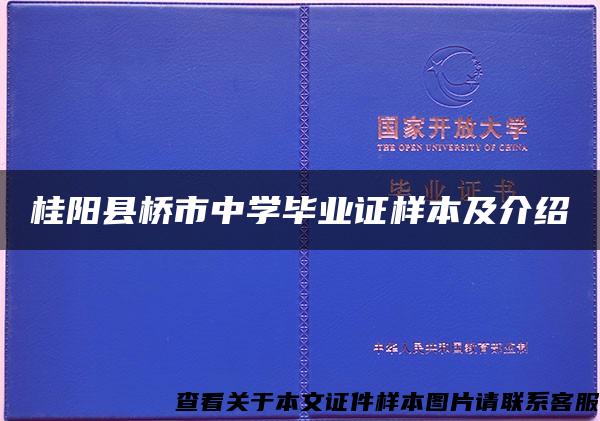 桂阳县桥市中学毕业证样本及介绍