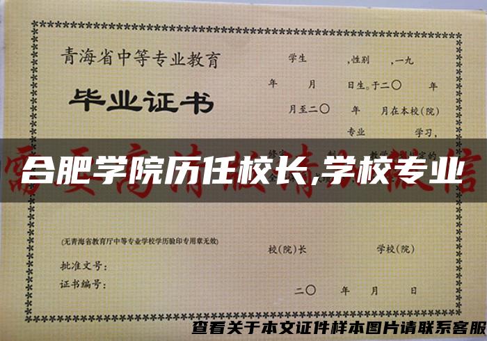 合肥学院历任校长,学校专业