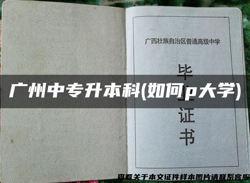 广州中专升本科(如何p大学)