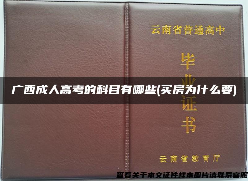 广西成人高考的科目有哪些(买房为什么要)