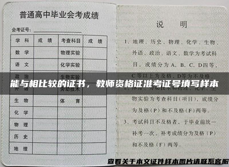 能与相比较的证书，教师资格证准考证号填写样本