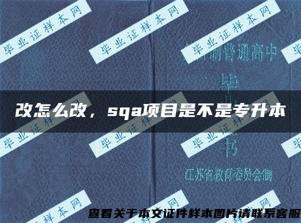 改怎么改，sqa项目是不是专升本