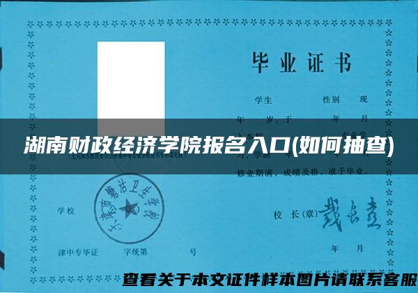 湖南财政经济学院报名入口(如何抽查)