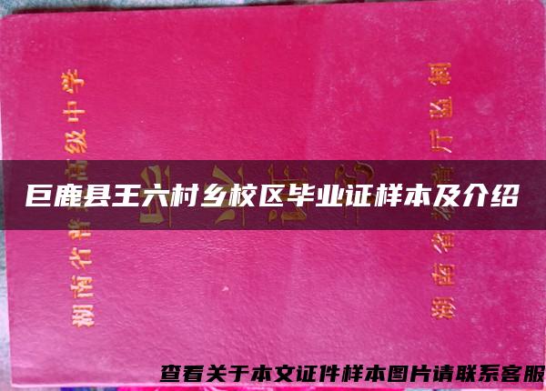 巨鹿县王六村乡校区毕业证样本及介绍