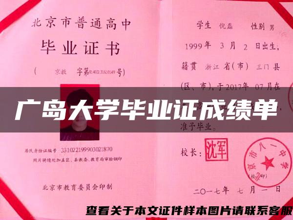 广岛大学毕业证成绩单