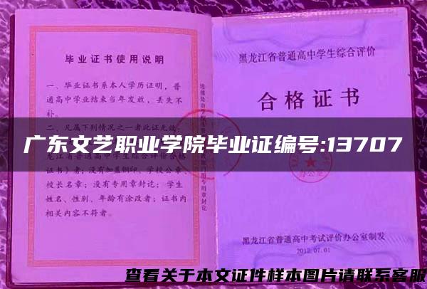 广东文艺职业学院毕业证编号:13707