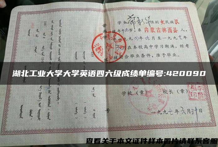 湖北工业大学大学英语四六级成绩单编号:420090