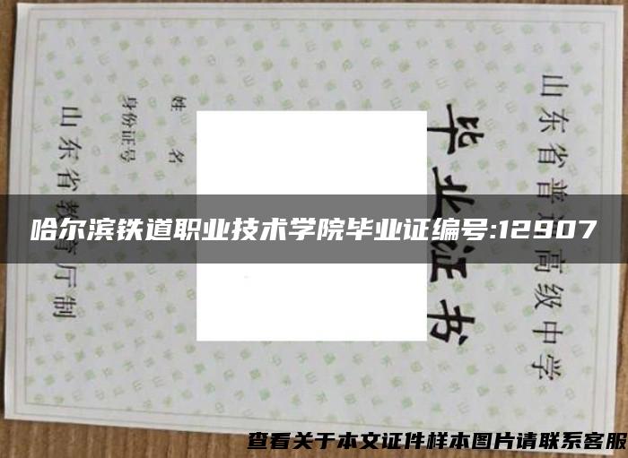 哈尔滨铁道职业技术学院毕业证编号:12907