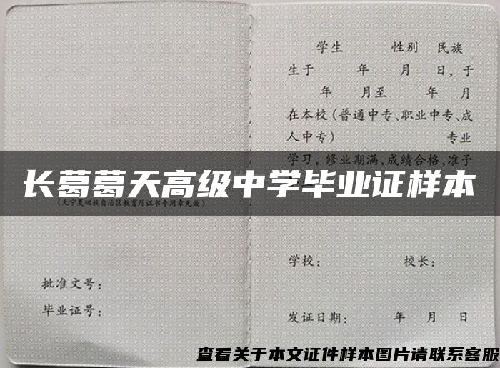 长葛葛天高级中学毕业证样本