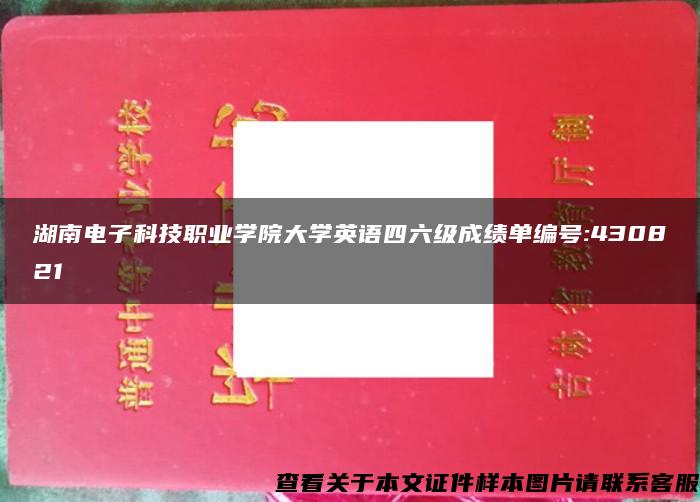 湖南电子科技职业学院大学英语四六级成绩单编号:430821