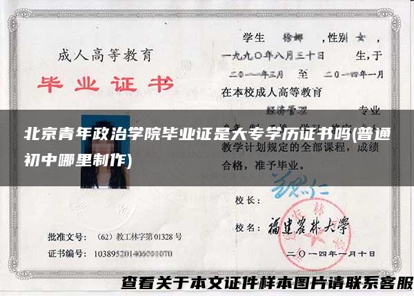 北京青年政治学院毕业证是大专学历证书吗(普通初中哪里制作)