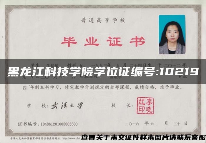 黑龙江科技学院学位证编号:10219