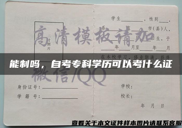 能制吗，自考专科学历可以考什么证