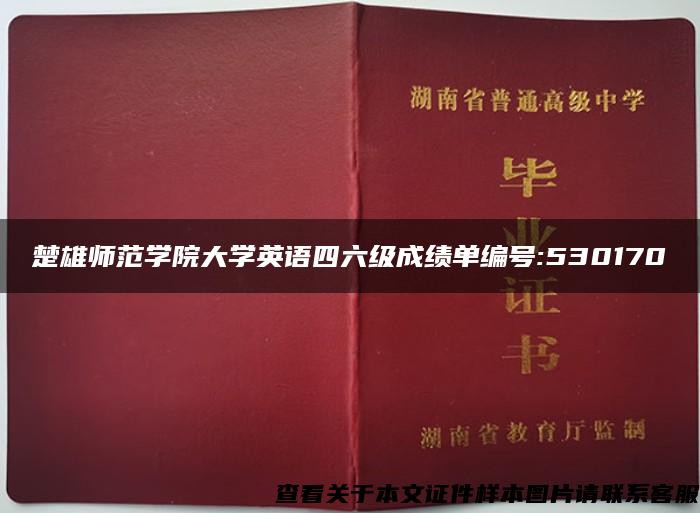 楚雄师范学院大学英语四六级成绩单编号:530170