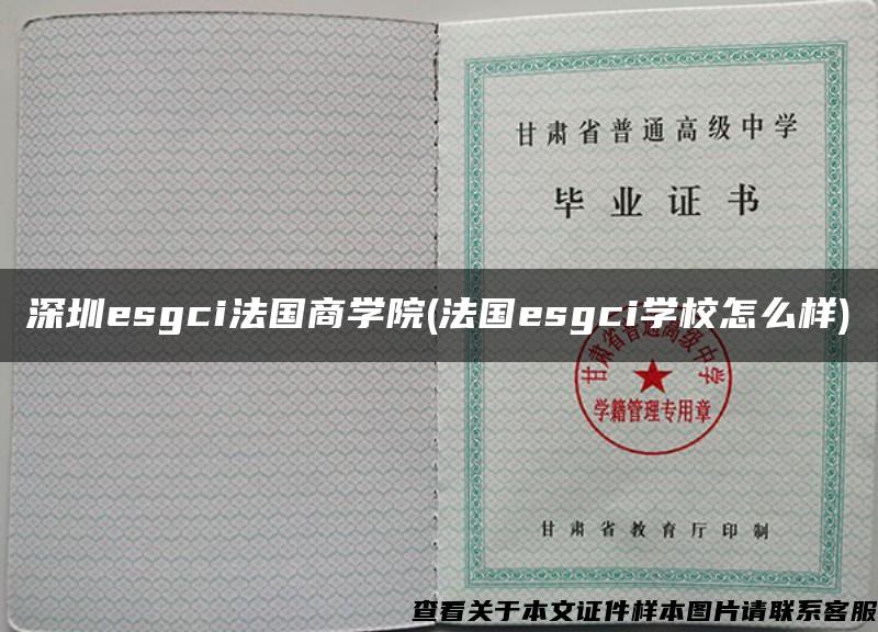 深圳esgci法国商学院(法国esgci学校怎么样)