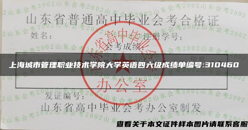 上海城市管理职业技术学院大学英语四六级成绩单编号:310460