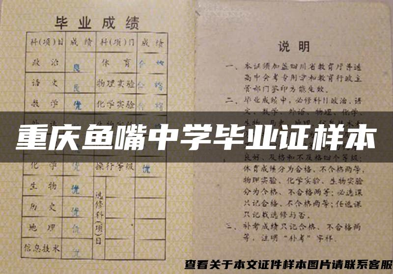 重庆鱼嘴中学毕业证样本