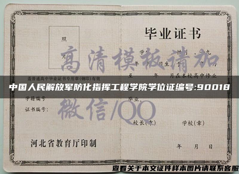 中国人民解放军防化指挥工程学院学位证编号:90018