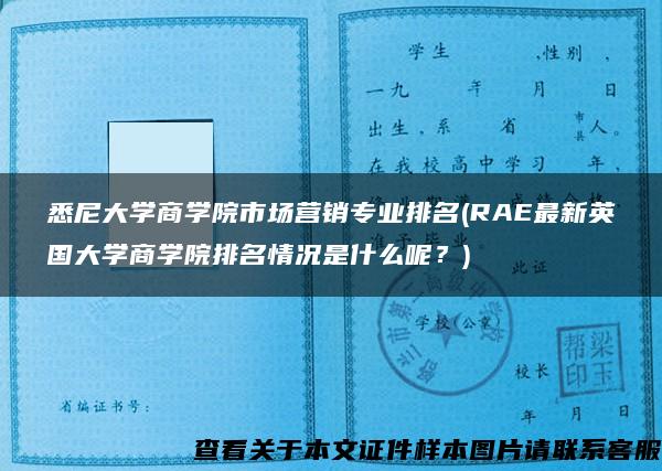 悉尼大学商学院市场营销专业排名(RAE最新英国大学商学院排名情况是什么呢？)