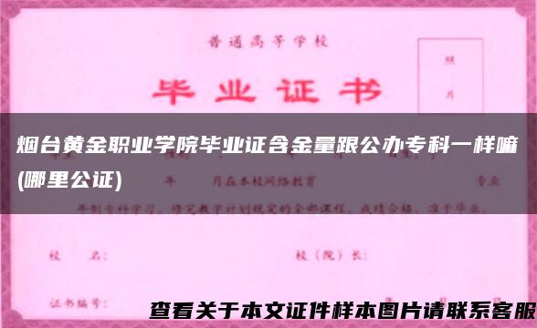 烟台黄金职业学院毕业证含金量跟公办专科一样嘛(哪里公证)