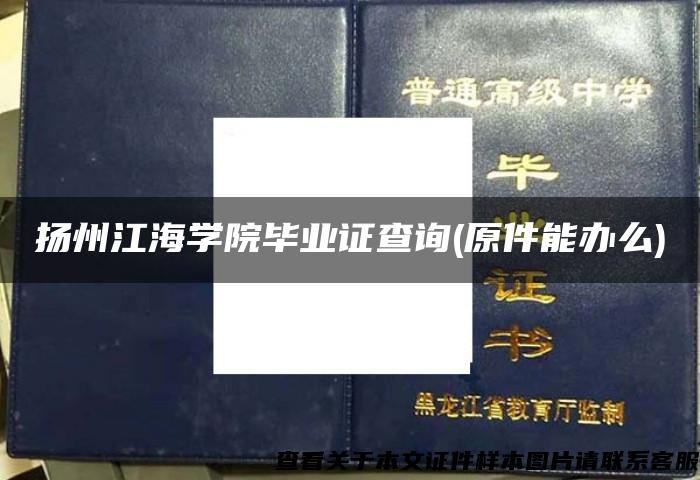 扬州江海学院毕业证查询(原件能办么)