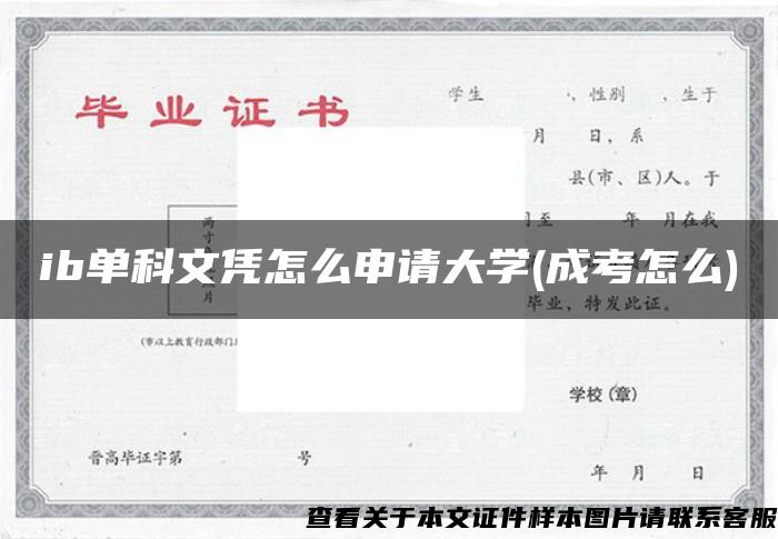 ib单科文凭怎么申请大学(成考怎么)