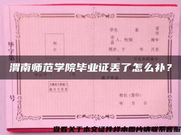 渭南师范学院毕业证丢了怎么补？