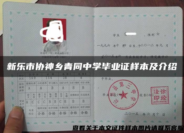 新乐市协神乡青同中学毕业证样本及介绍