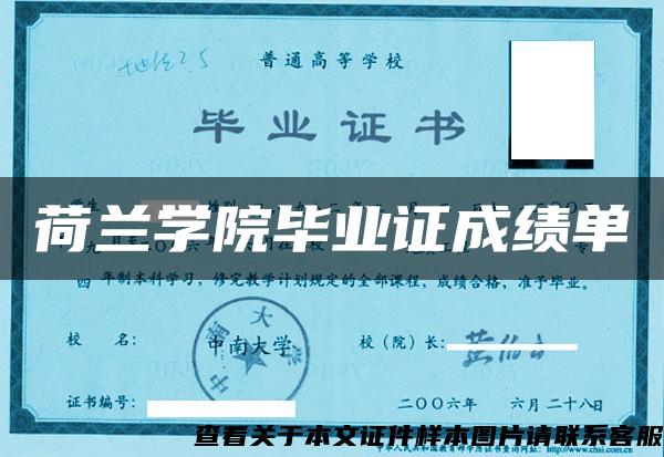 荷兰学院毕业证成绩单