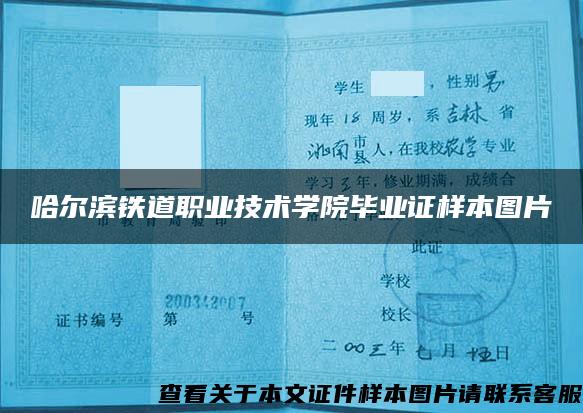 哈尔滨铁道职业技术学院毕业证样本图片