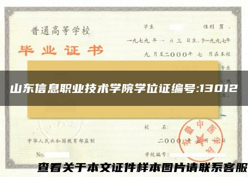 山东信息职业技术学院学位证编号:13012