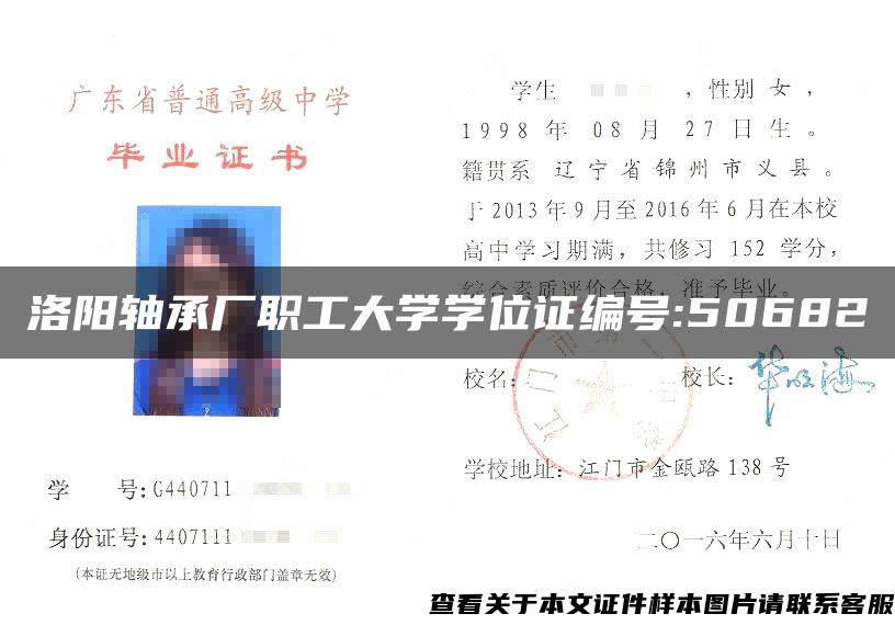 洛阳轴承厂职工大学学位证编号:50682