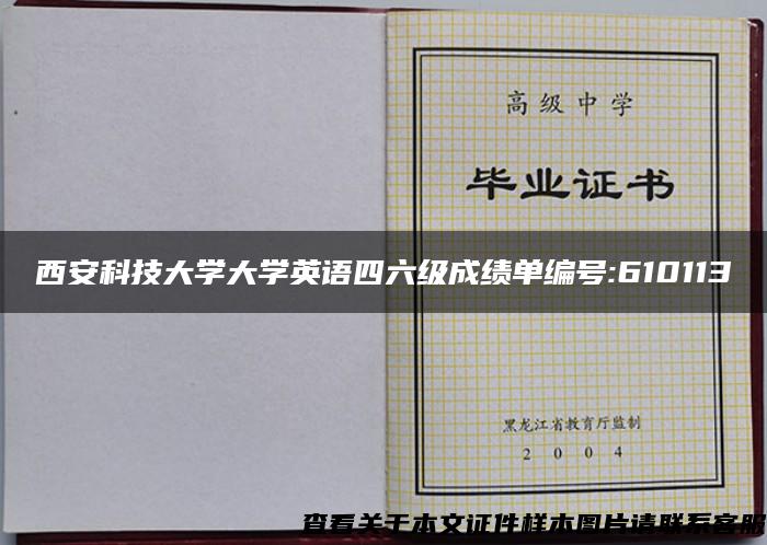 西安科技大学大学英语四六级成绩单编号:610113