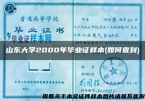 山东大学2000年毕业证样本(如何查到)