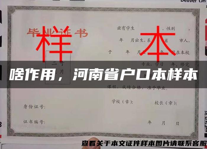 啥作用，河南省户口本样本