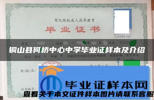 铜山县何桥中心中学毕业证样本及介绍