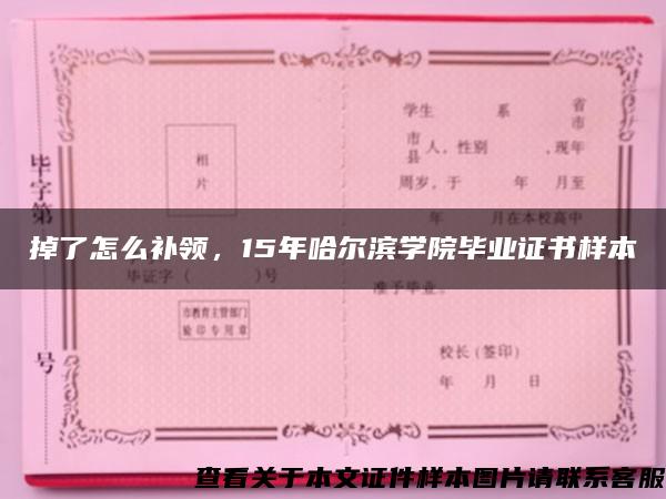 掉了怎么补领，15年哈尔滨学院毕业证书样本