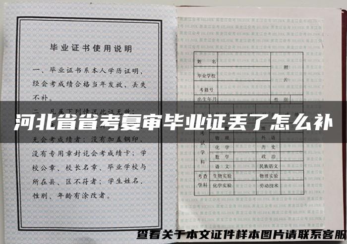 河北省省考复审毕业证丢了怎么补