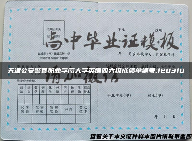 天津公安警官职业学院大学英语四六级成绩单编号:120310