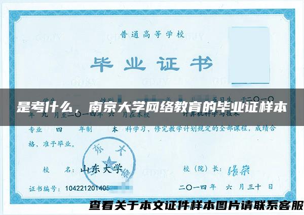 是考什么，南京大学网络教育的毕业证样本