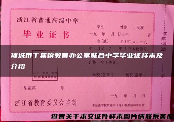 项城市丁集镇教育办公室联合中学毕业证样本及介绍